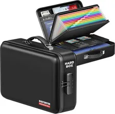 Fireproof Document Box with Lock - Waterproof File Organizer for Valuables