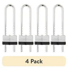 (4 pack) Hyper Tough 44mm Laminated Steel Padlock with Adjustable Shackle