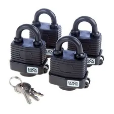 Locksmyth Weatherproof Padlock 40mm Pack of 4 Brass Body Steel Shackle L2200017