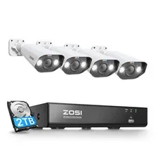 ZOSI C182 4K PoE Security System + 4K 8 Channel PoE NVR + 2TB Hard Drive