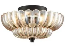 HYDELITE Modern Black Flush Mount Ceiling Light Normal, Black-amber glass