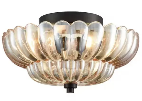HYDELITE Modern Black Flush Mount Ceiling Light Normal, Black-amber glass