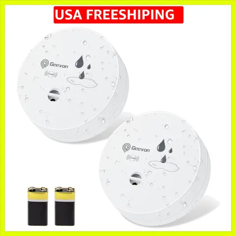 2 Pack Water Leak Detectors, 100dB Water Sensor Alarms Flood Detector for Bas...