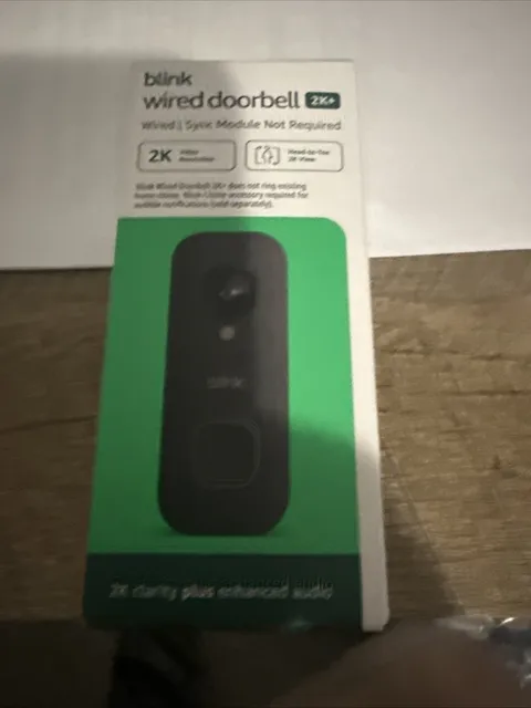 Blink Wired Doorbell 2K+ Video Doorbell - Black *NEW*