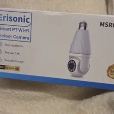 Erisonic PTZ Wi-Fi Ultra HD Indoor Bulb Camera, Motion, 2-Way Talk, White