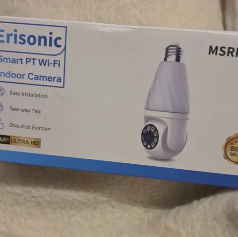 Erisonic PTZ Wi-Fi Ultra HD Indoor Bulb Camera, Motion, 2-Way Talk, White