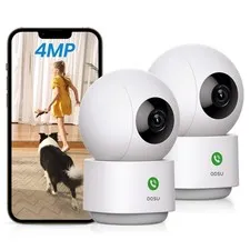 4MP Security Camera Indoor, 2.5K Baby Monitor Pet Camera 360° for Home Securi...