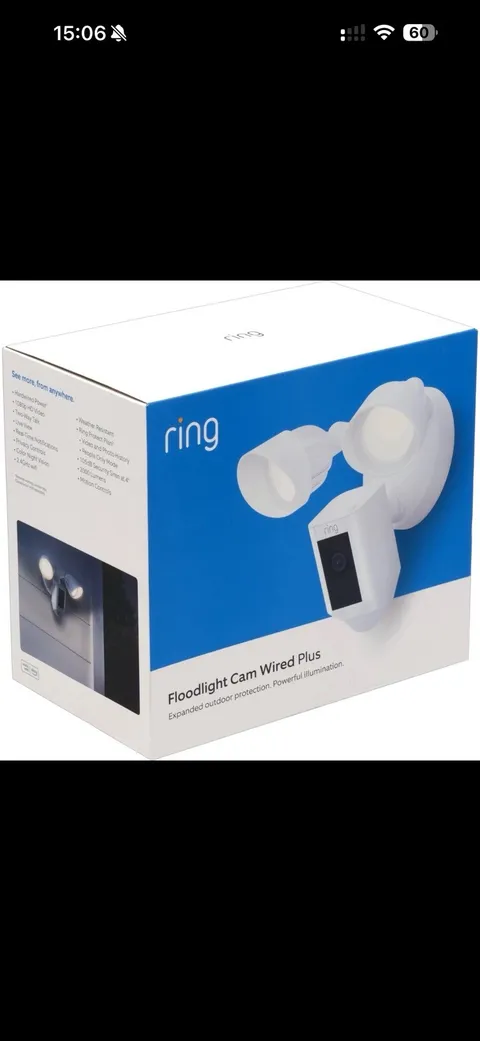 Ring Floodlight Cam Wired Plus 1080p Hardwired Wi-Fi Outdoor Motion White