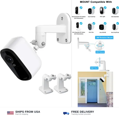 2Pack Adjustable Wall Mount for Arlo Essential 2K Indoor/Outdoor(2nd Generati...