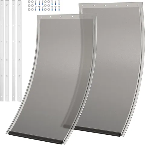 2 Pack Extra Large Dog Door Replacement Flaps with Metal Bracket & Front Plate -
