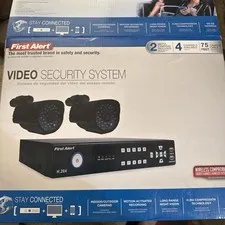 First Alert Video Security System 2 Cameras 4 Channels Av.75 Ft Cable Missing Pc