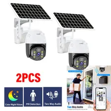 2X Solar Battery Powered Wireless WiFi Outdoor Pan/Tilt Home Security Camera