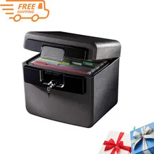 NEW Fireproof Waterproof Safe File Folder Document Box Key Lock 0.65 Cu Ft
