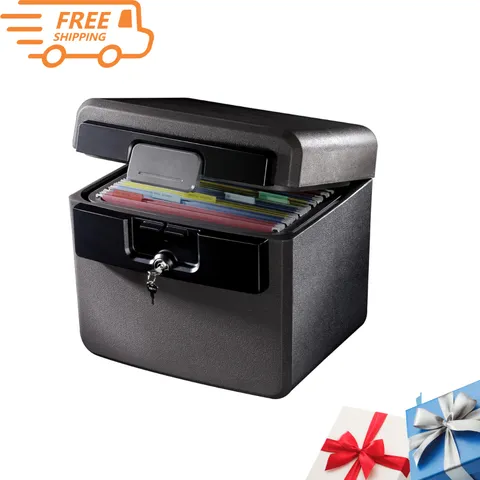 NEW Fireproof Waterproof Safe File Folder Document Box Key Lock 0.65 Cu Ft