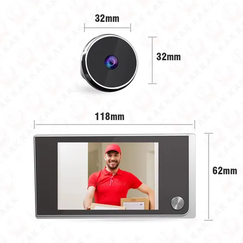 KAK 3.5" Digital Door Peephole Camera Electronic Door Viewer Bell 120 Degree Wid