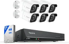 REOLINK 8CH 4K Security Camera System, 6Pcs H.265 Bullet Wired Poe Cameras for H