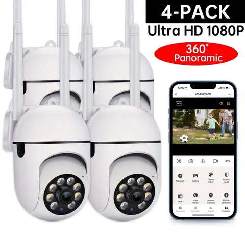 4-Pack Wireless 5G WiFi 1080P Security Camera System Smart Outdoor Night Vision