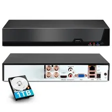 4 Channel DVR for Security Camera with 1TB Hard Drive, 4CH 4