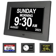 7-Inch Digital Alarm Clock. Displays Time,Day and Month.Features 12 Alarm Set...