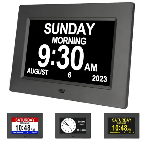 7-Inch Digital Alarm Clock. Displays Time,Day and Month.Features 12 Alarm Set...