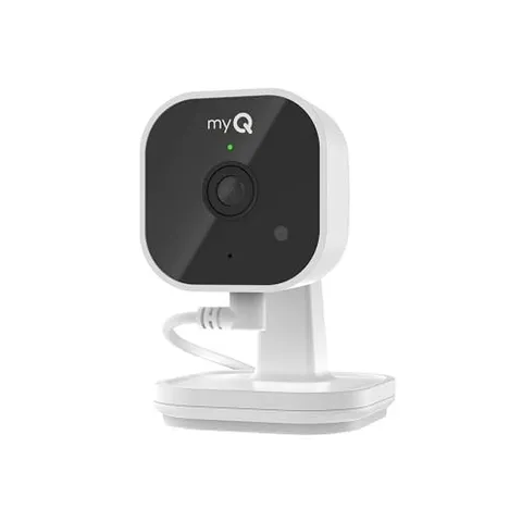WHITE - CHAMBERLAIN MYQ INDOOR PLUG-IN SECURITY CAMERA GEN 2 – 2K SMART WI-FI