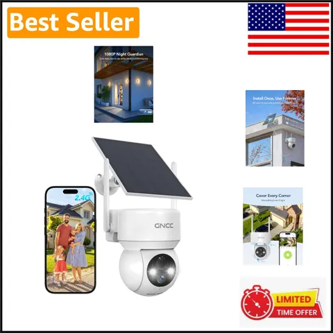 360° Solar Security Camera with Color Night Vision & 2-Way Audio -  Waterproof
