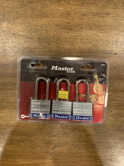 Master Lock 3TRILF 3-3/16" H X 1-9/16" W X 27/32" L Steel 4-Pin Cylinder Padlock