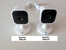 Blink Mini 1080p HD Indoor Smart Security Camera Lot of 2 White with Stands