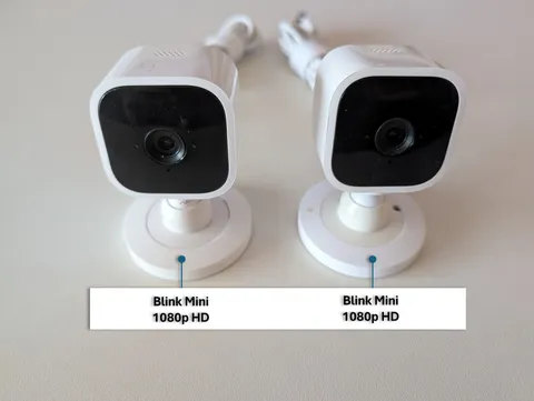 Blink Mini 1080p HD Indoor Smart Security Camera Lot of 2 White with Stands