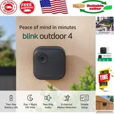 Two-Way Talk Outdoor 4 Smart Security Camera with Night Vision & Motion Alerts