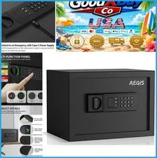 Electronic Safe Box 0.8 Cu Ft Steel Digital Keypad Lock Wall Floor Mountable
