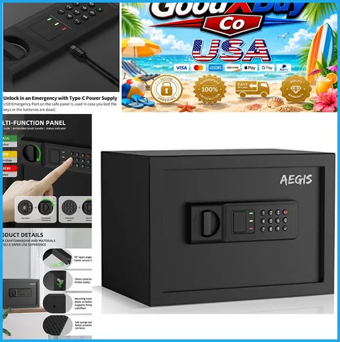 Electronic Safe Box 0.8 Cu Ft Steel Digital Keypad Lock Wall Floor Mountable
