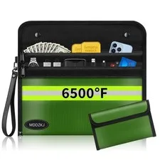 6500℉ Upgraded Fireproof Cash Bag (11.2x7.7 inch) with 2 Pockets,Small Firepr...
