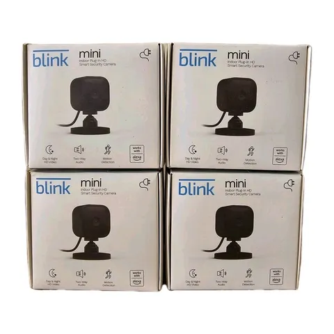 x4 Blink Mini Indoor Plug-in HD Smart Security Camera Black - Brand New