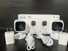 (2 Pack)Blink Mini Indoor Plug-In HD Security Cameras (White) w/ Extras