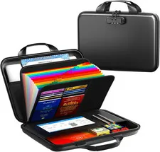 Fireproof Document Organizer with Lock, Rigid EVA File Box with 13-Pocket Accord
