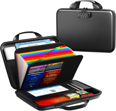 Fireproof Document Organizer with Lock, Rigid EVA File Box with 13-Pocket Accord