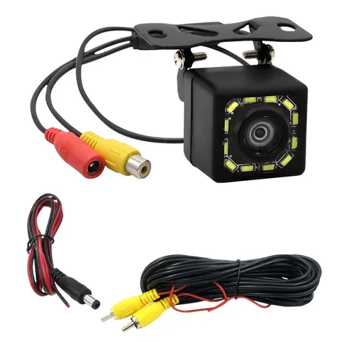 Deaelf Car Backup Camera, 12 LED Night Vision HD Rear View Black, Black