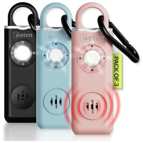 Women's Panic Siren Keychain Alarms 3 Pack | USB-C Charging