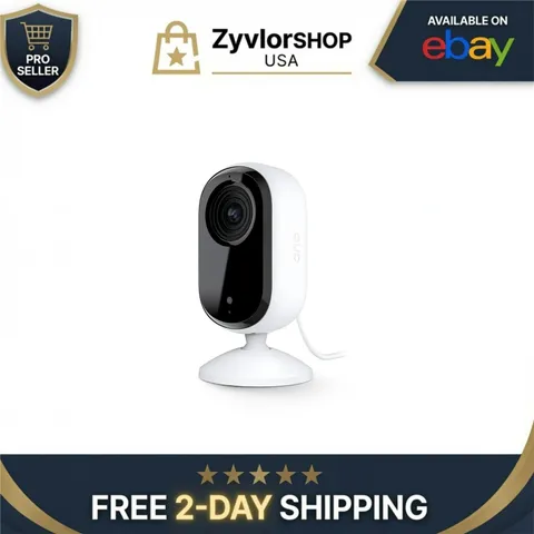 Arlo Essential Indoor Security Camera 2K - Wired, Person Recognition, White
