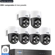 Hiseeu 4K PoE PTZ NVR System 6 Outdoor Wired IP Cameras 3TB Night Vision