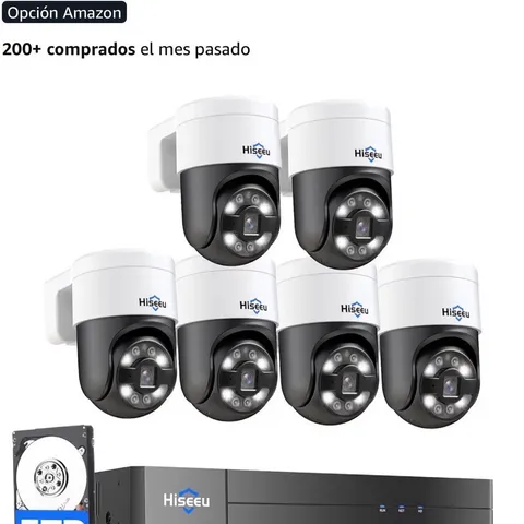 Hiseeu 4K PoE PTZ NVR System 6 Outdoor Wired IP Cameras 3TB Night Vision
