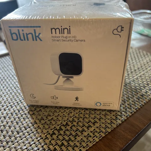 Blink Mini Compact indoor plug-in smart security camera 1080p HD, New/Sealed