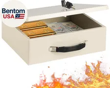 Fireproof Document Box with Key Lock, Safe Storage Box for Valuables, Fire Resis