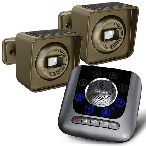 Solar Driveway Alarm Wireless Outside 1/2 Mile Long Range, 3 Sensitivity & We...
