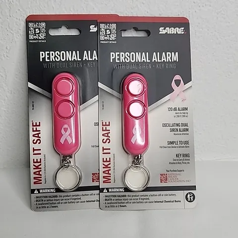Sabre Personal Alarm Pink Safety Keychain for Ladies Compact & Portable lot of 2
