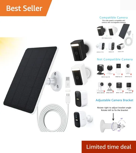 4W Solar Panel for WYZE, EufyCam 2C/2C Pro - Adjustable, Waterproof Power Supply