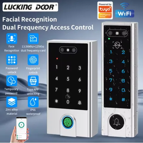 Tuya WiFi Face Fingerprint RFID Access Control Keypad IP66 Waterproof