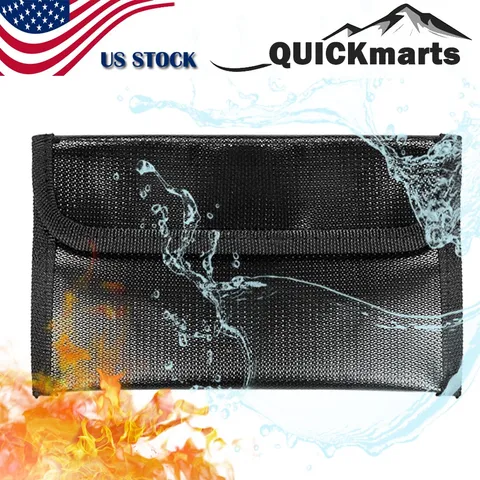 5x8" Fireproof Mongy Bag Small Waterproof Safe Cash Pouch Storage Wallet Travel