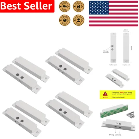 Secure NC Wired Magnetic Contact Sensor 4 Pack Door Window Switch Alarm System